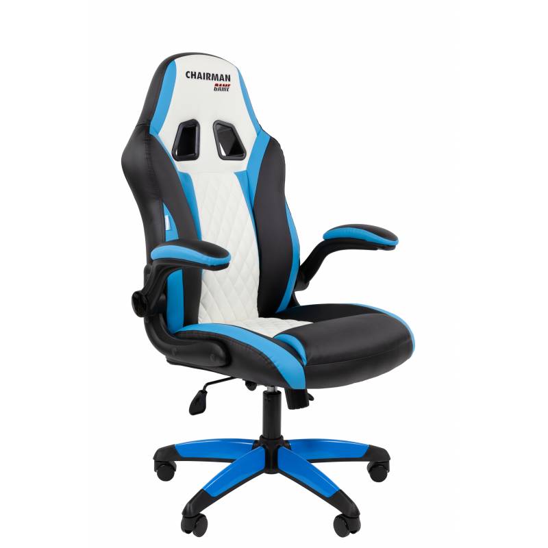 Игровое кресло Chairman Game 15 Россия экокожа черный/голубой/белый главное фото