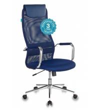 Кресло руководителя Бюрократ KB-9N/DB/TW-10N синий TW-05N TW-10N сетка крестовина хром